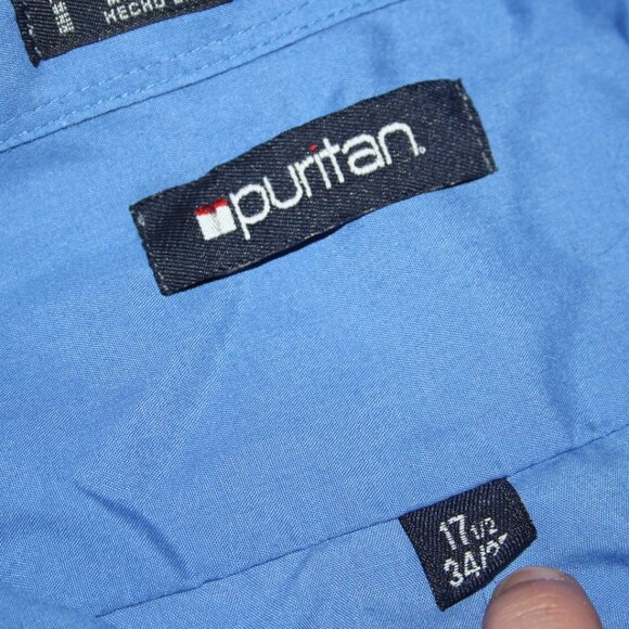 Men's Blue button down shirt by Puritan 17.5 34/35 - Picture 4 of 5